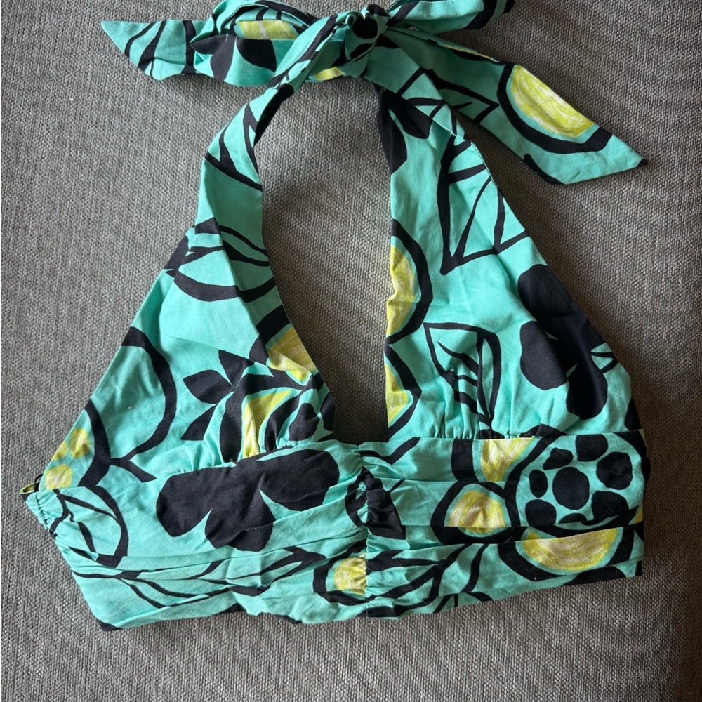 Zara Green and Black Floral Top